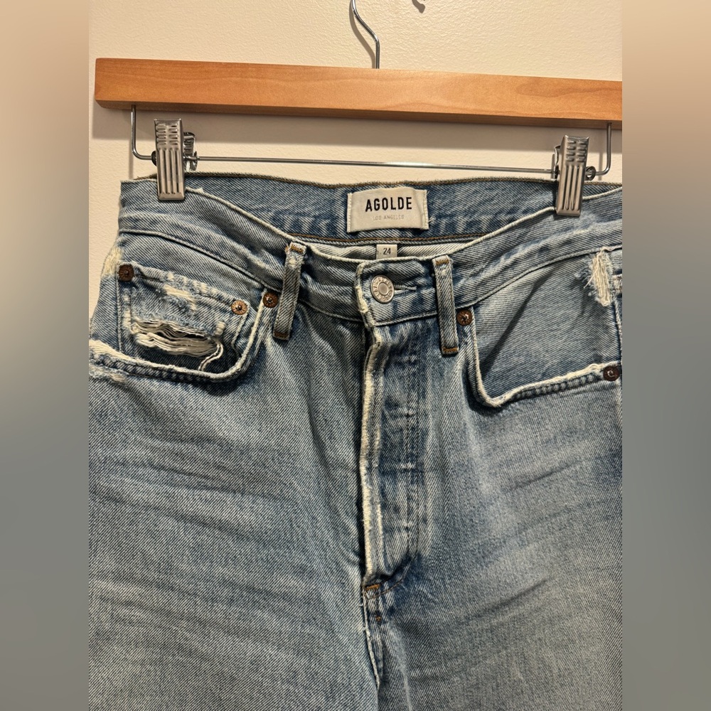 AGOLDE 90s Pinch Waist High Rise Straight Jeans 24 - Picture 4 of 6